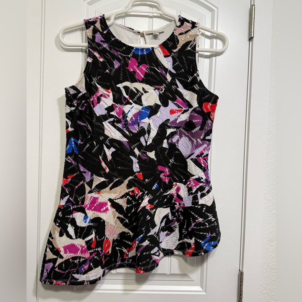 Dana Buchman Women’s Abstract Sleeveless Peplum Top M